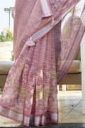 Flamingo Pink Organza Saree