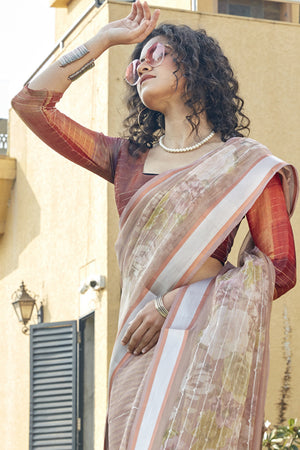 Ivory White Organza Saree