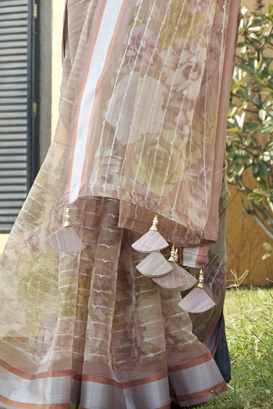 Ivory White Organza Saree