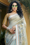 Pastel Green Organza Saree