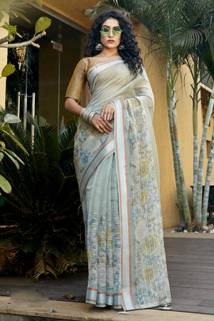 Pastel Green Organza Saree