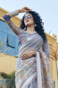 Pastel Blue Organza Saree