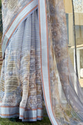 Pastel Blue Organza Saree