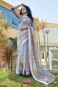 Pastel Blue Organza Saree