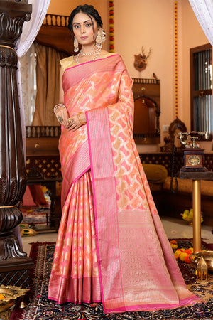 Thulian Pink Organza Saree