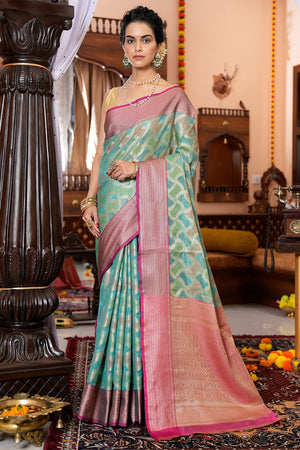 Mint Green Organza Saree