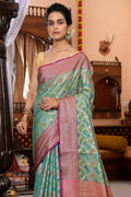 Mint Green Organza Saree