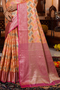 Cnataloupe Peach Organza Saree