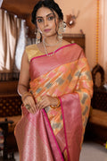 Cnataloupe Peach Organza Saree