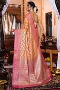 Cnataloupe Peach Organza Saree