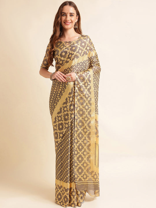 Grey Chiffon Party Wear Saree With Blouse Piece