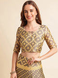 Grey Chiffon Party Wear Saree With Blouse Piece