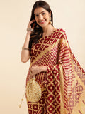 Magenta Chiffon Party Wear Saree With Blouse Piece