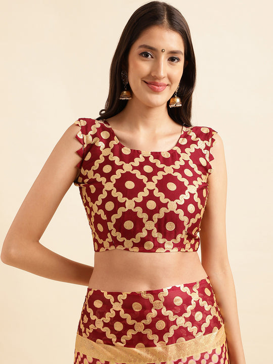 Magenta Chiffon Party Wear Saree With Blouse Piece