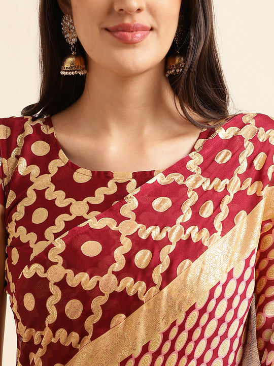 Magenta Chiffon Party Wear Saree With Blouse Piece