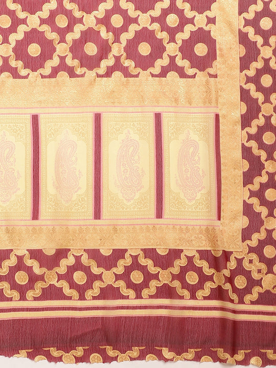 Magenta Chiffon Party Wear Saree With Blouse Piece