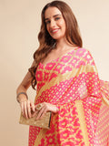 Pink Chiffon Party Wear Saree With Blouse Piece