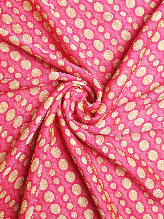 Pink Chiffon Party Wear Saree With Blouse Piece