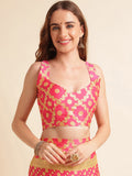 Pink Chiffon Party Wear Saree With Blouse Piece