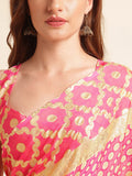 Pink Chiffon Party Wear Saree With Blouse Piece