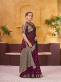 Chinon Banarasi Silk Saree With Blouse Piece