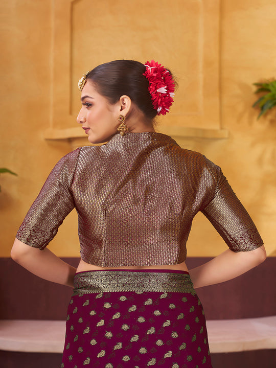 Chinon Banarasi Silk Saree With Blouse Piece