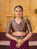 Chinon Banarasi Silk Saree With Blouse Piece