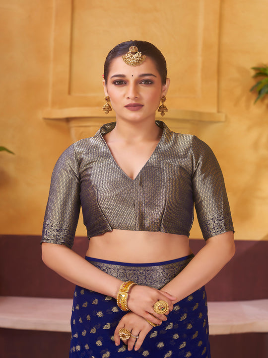 Chinon Banarasi Silk Saree With Blouse Piece