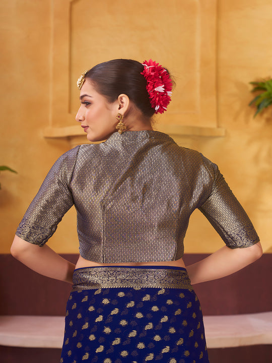 Chinon Banarasi Silk Saree With Blouse Piece