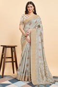 Beige Silk  Ethnic Motifs Printed Saree