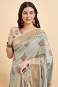 Beige Silk  Ethnic Motifs Printed Saree