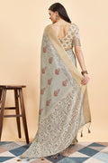 Beige Silk  Ethnic Motifs Printed Saree