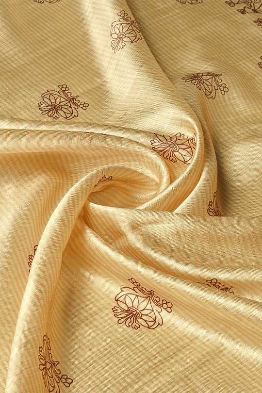 Yellow Silk  Ethnic Motifs Printed Zari Saree