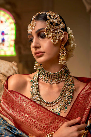 Peacock Blue Silk Banarasi Saree With Blouse Piece