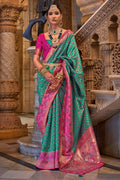 Persian Green Banarasi Silk Saree With Blouse Piece