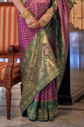 Wine Purple Banarasi Silk Saree With Blouse Piece