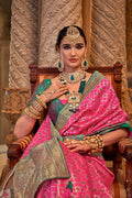 Fuchsia Pink Banarasi Silk Saree With Blouse Piece