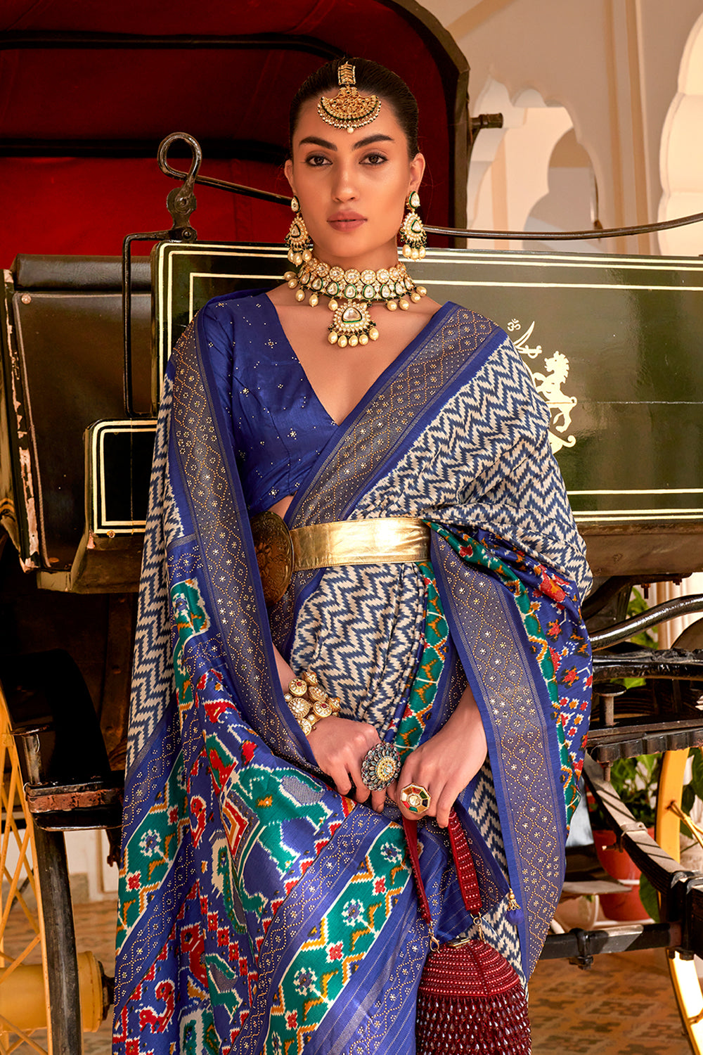 Cerulean Blue Designer Silk Saree