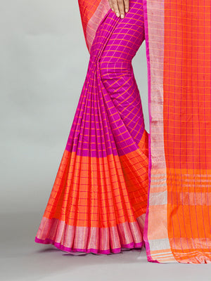 Pink Cotton Silk Saree With Blouse Piece