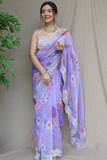 Light Blue Organza Saree