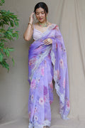 Light Blue Organza Saree