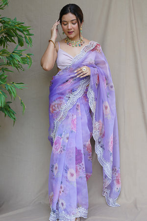 Light Blue Organza Saree