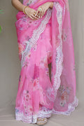 Bubblegum Pink Organza Saree