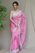 Bubblegum Pink Organza Saree