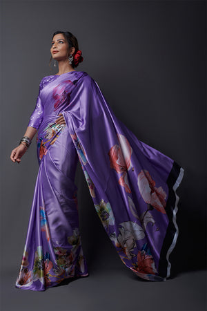 Orchid Purple Digital Print Saree