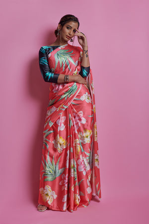 Rouge Pink Digital Print Saree