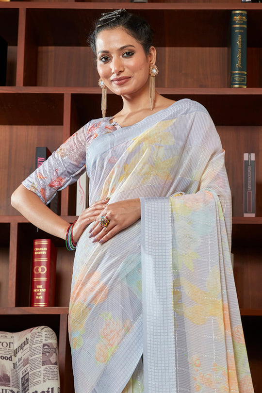 Pastel Blue Georgette Saree