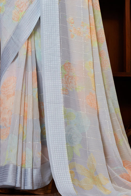 Pastel Blue Georgette Saree