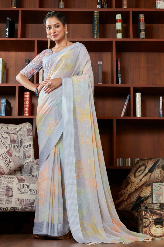 Pastel Blue Georgette Saree