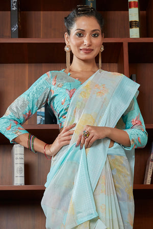 Sky Blue Georgette Saree